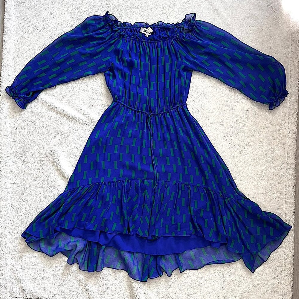 Diane Von Furstenberg Blue Dress - Size 10 - Picture 1 of 9